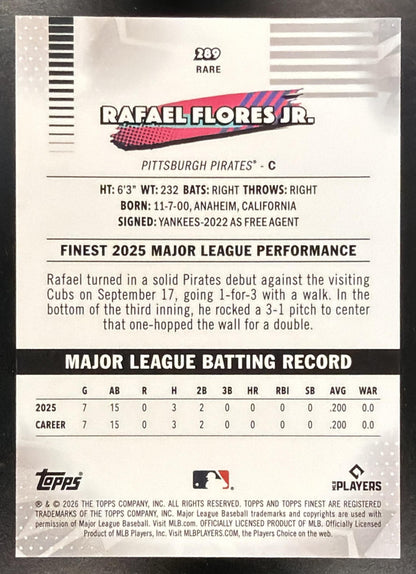 2026 Topps Finest Rafael Flores Jr. #289 Rare Black X-Fractor 10/10 RC
