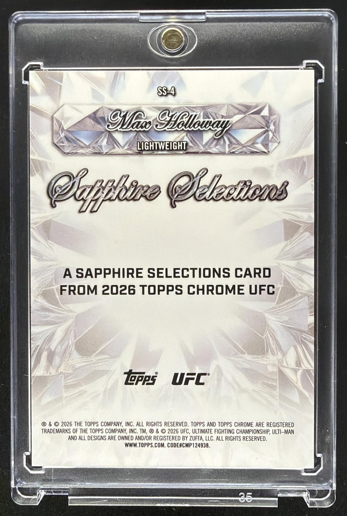 2026 Topps Chrome Sapphire UFC Max Holloway #SS-4 Selections Red 5/5