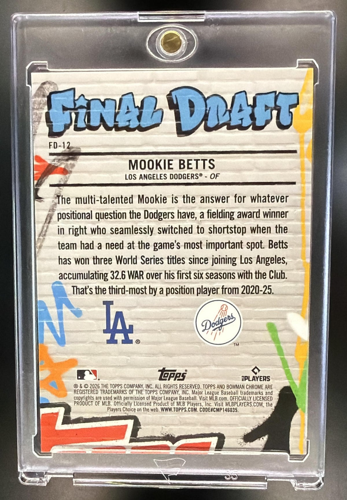 2026 Bowman Chrome Mookie Betts #FD-12 Final Draft