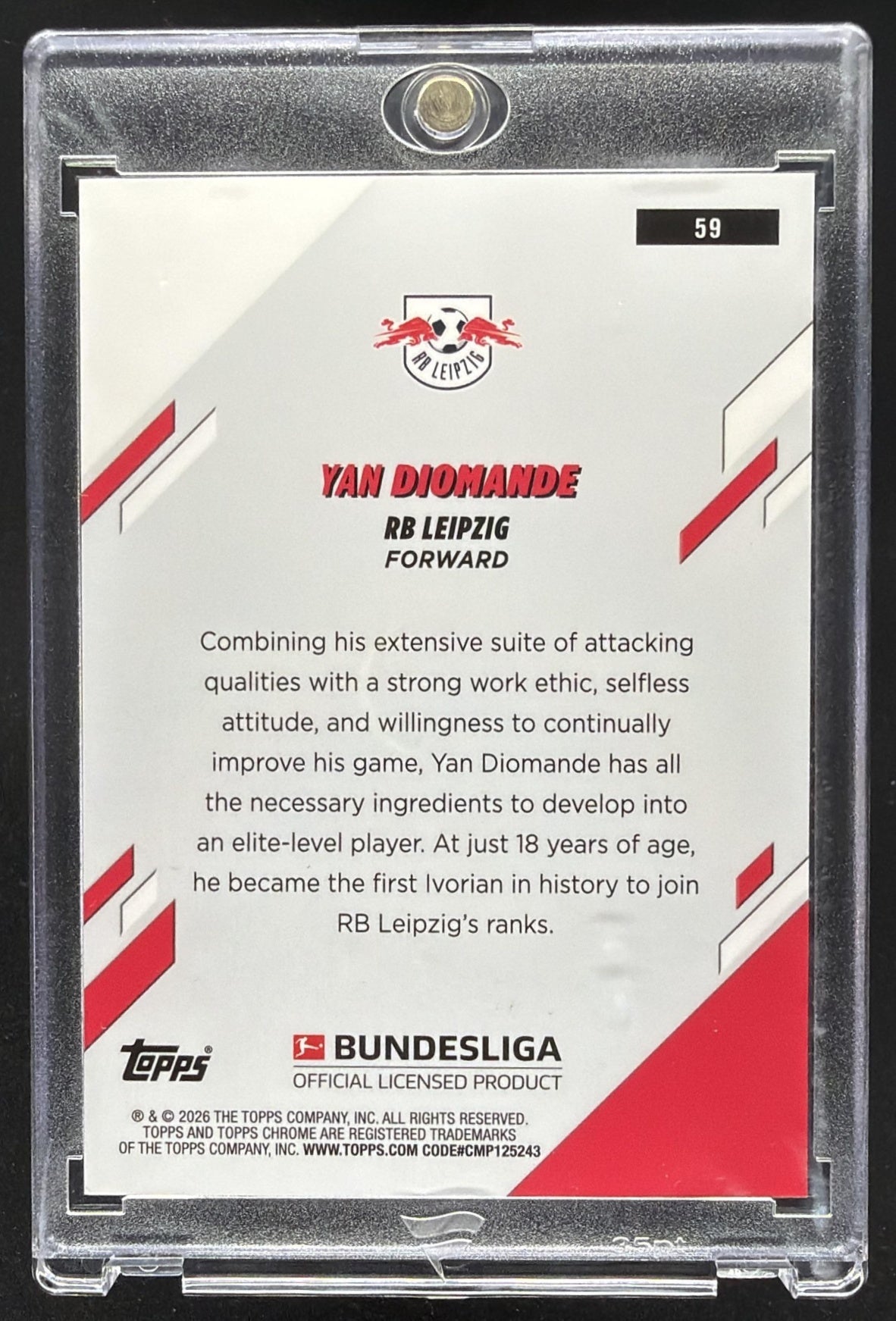 2025 Topps Chrome Bundesliga Yan Diomande #59 Green Refractor /99 RC