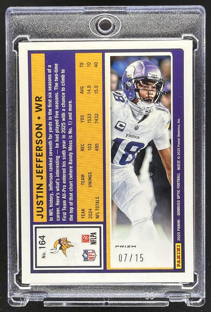 2025 Panini Donruss Optic Justin Jefferson #164 Ice Prizm 7/15