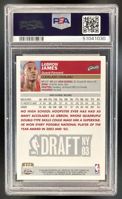 2003-04 Topps Chrome Lebron James #111 RC PSA 9