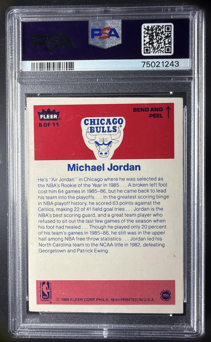 1986-87 Fleer Michael Jordan #8 Stickers RC PSA 4