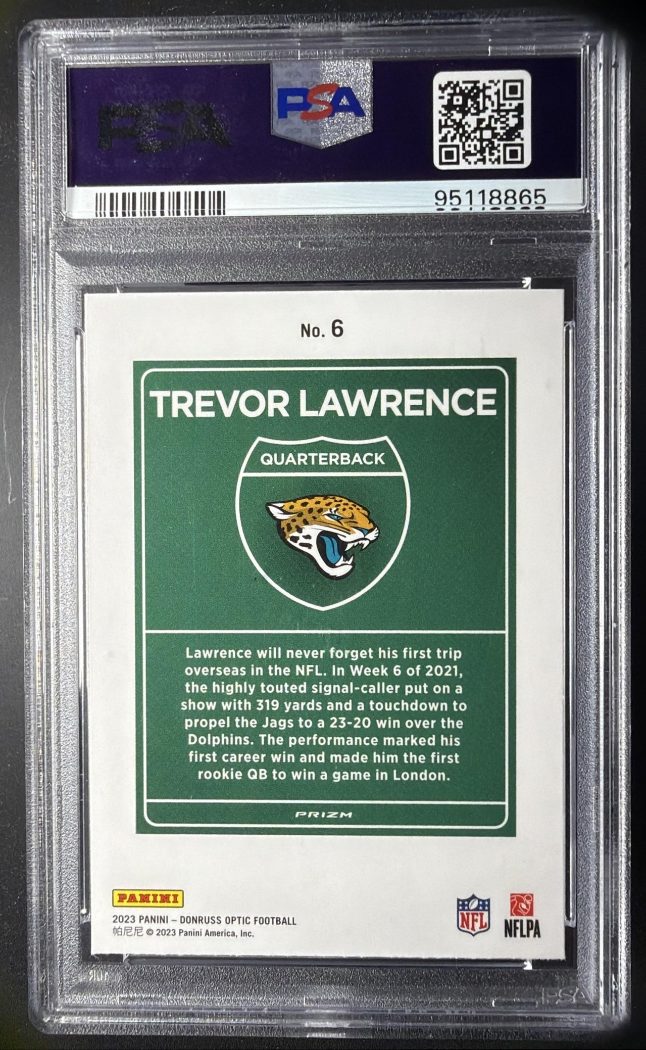 2023 Panini Donruss Optic Trevor Lawrence #6 International Downtown PSA 9