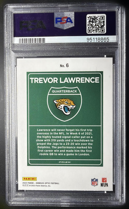 2023 Panini Donruss Optic Trevor Lawrence #6 International Downtown PSA 9