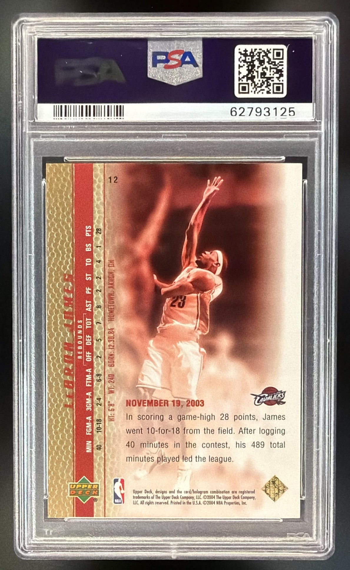 2003-04 Upper Deck LeBron James Phenomenal Beginning Gold #12 RC PSA 10