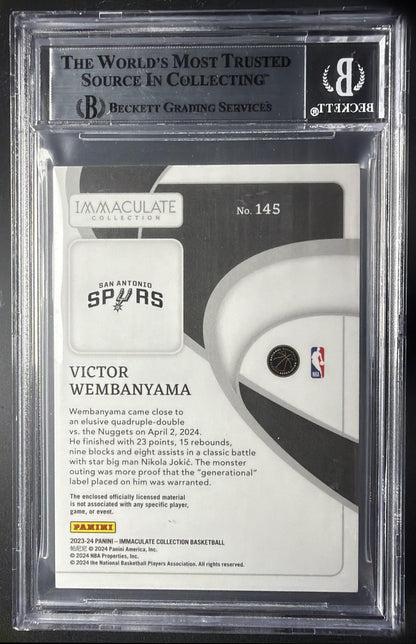 2023-24 Panini Immaculate Victor Wembanyama #145 Rookies Patches 49/99 BGS 8.5