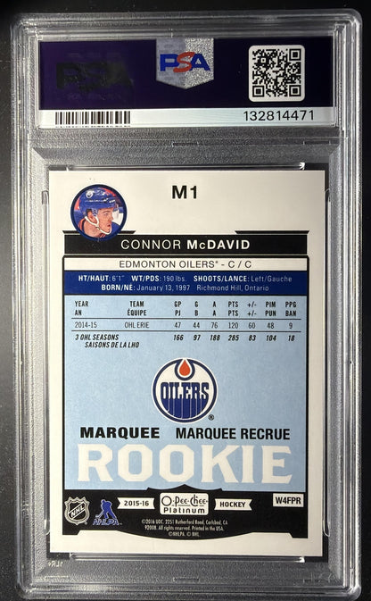 2015-16 O-Pee-Chee Platinum Connor McDavid #M1 Marquee Rookies RC PSA 10