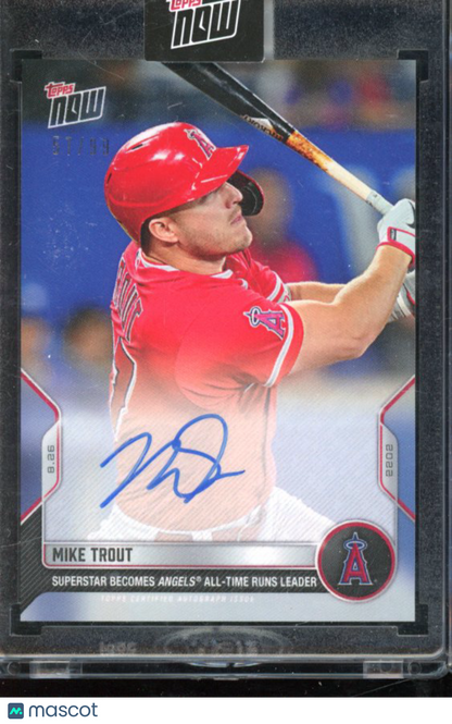 2022 Topps Now Mike Trout Auto /99 Angels Hit leader