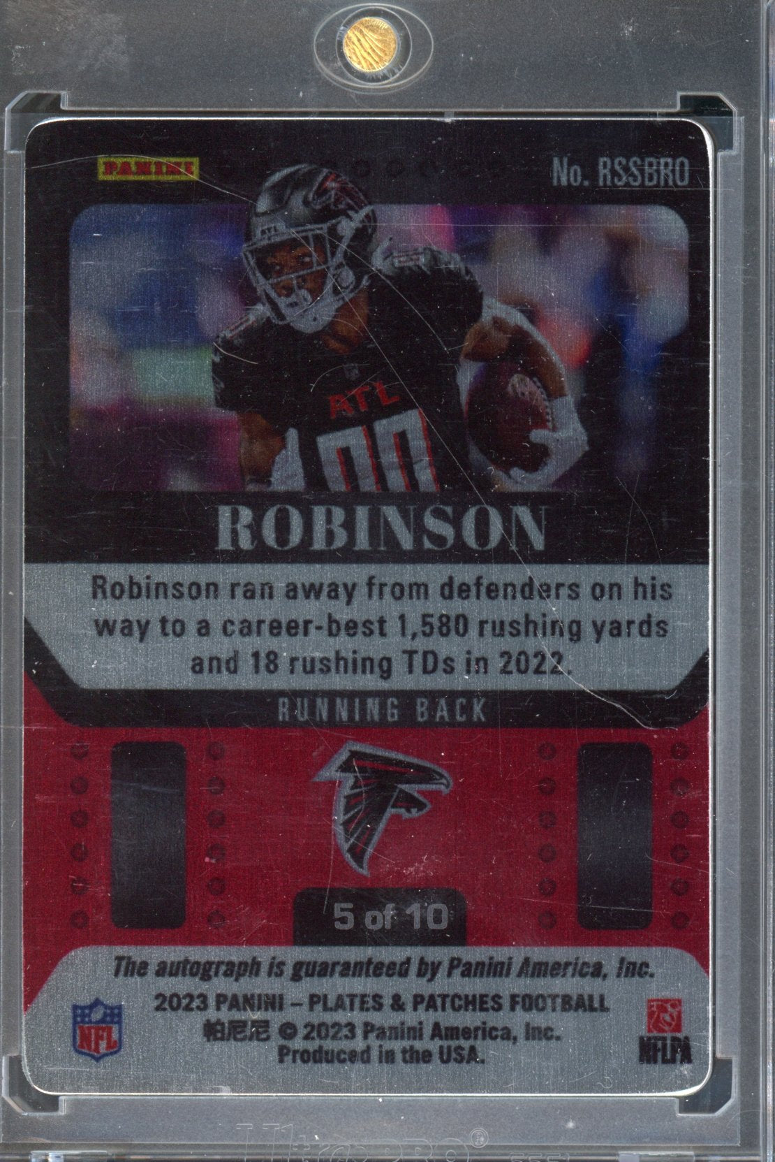 2023 Plates & Patches Bijan Robinson Rookie Steel Signatures Auto 5/10 RC