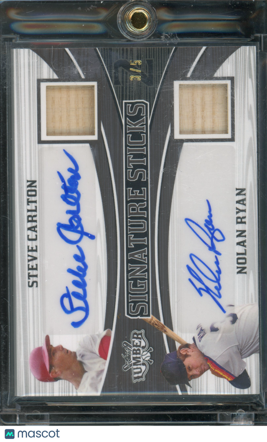 2024 Leaf Lumber Steve Carlton Nolan Ryan Dual Bat Relic Auto /5