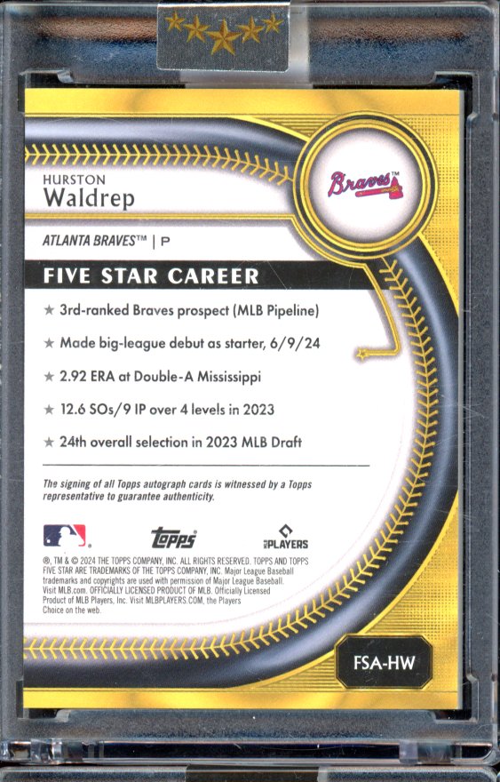 2024 Five Star Hurston Waldrep Rookie Blue Auto /25