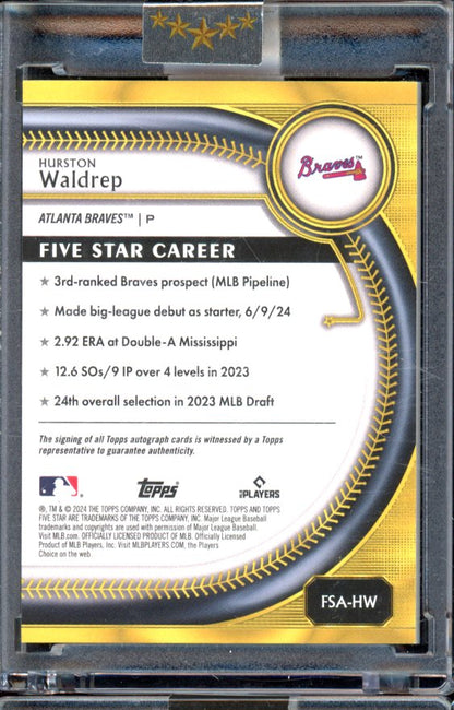 2024 Five Star Hurston Waldrep Rookie Blue Auto /25