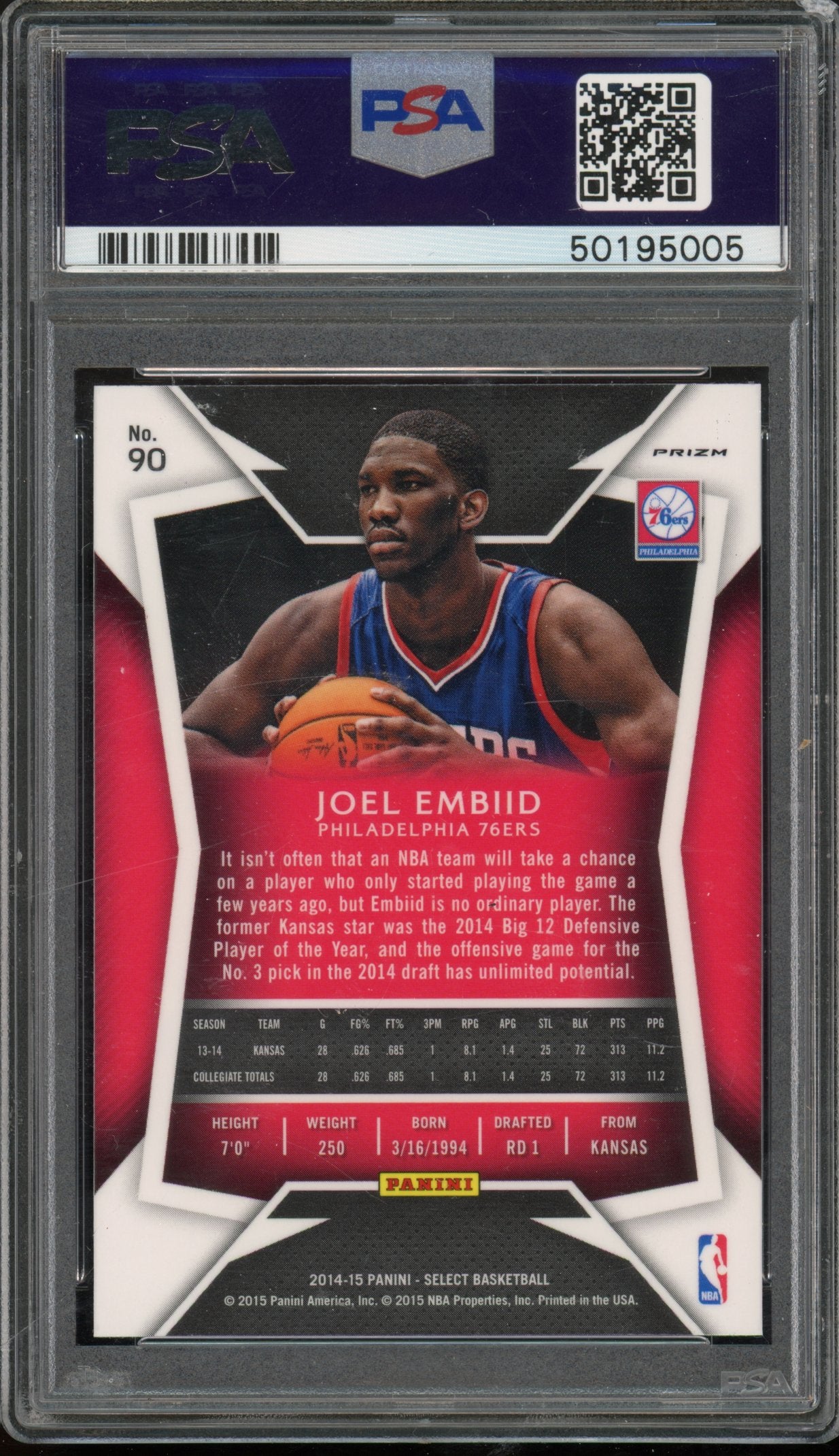 2014 Select Joel Embiid Silver Rookie PSA 10