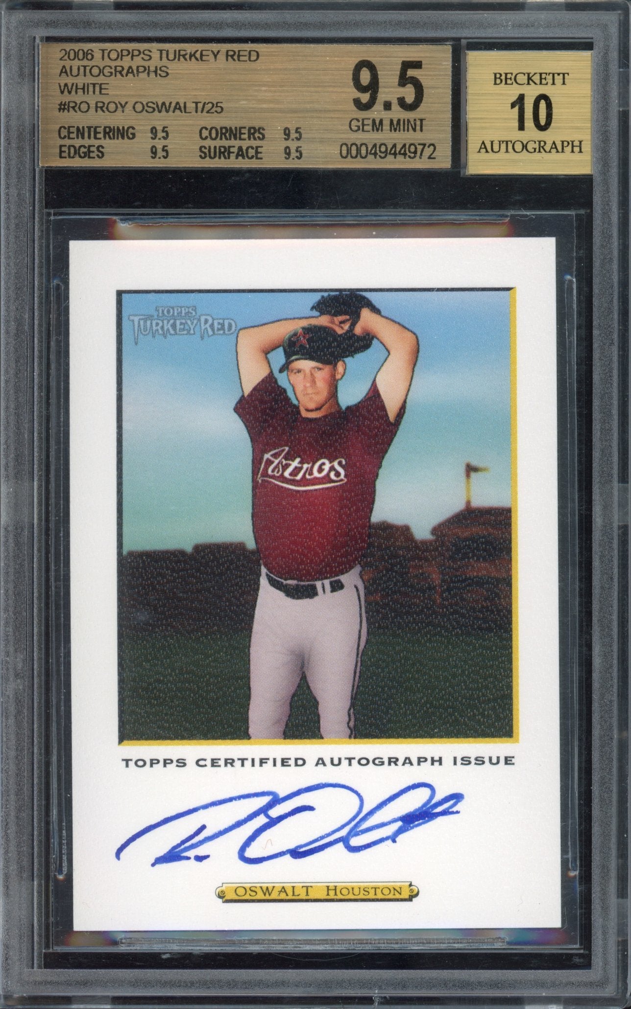 2006 Topps Turkey Red Roy Oswalt White Auto 10/25 BGS 9.5 AUTO 10