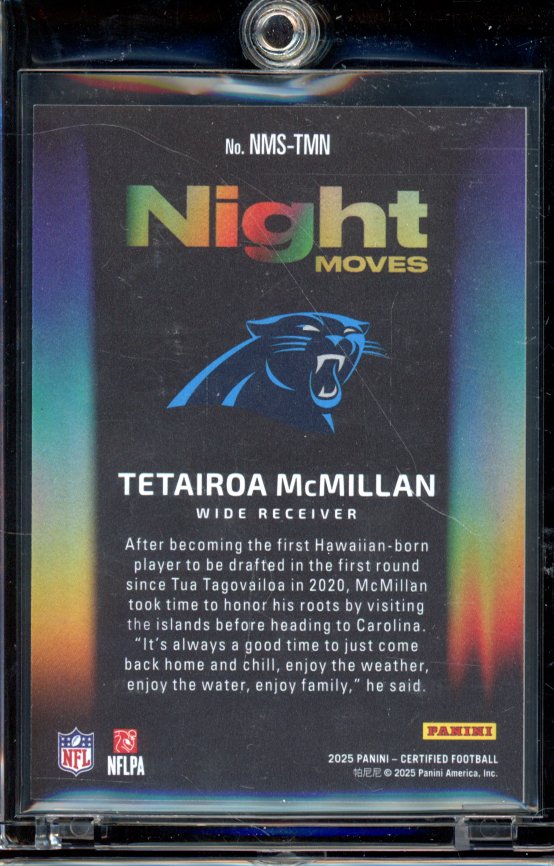 2025 Certified Tetairoa Mcmillan Night Moves Case Hit Rookie