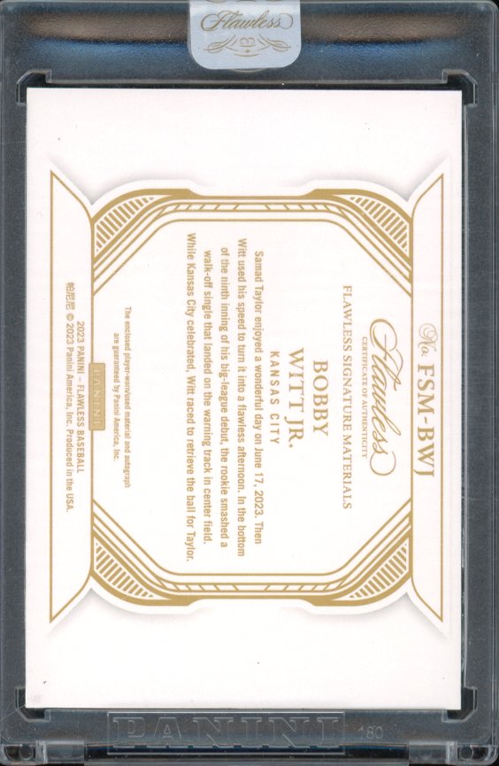 2023 Flawless Bobby Witt Jr Patch Auto Gold 10/10