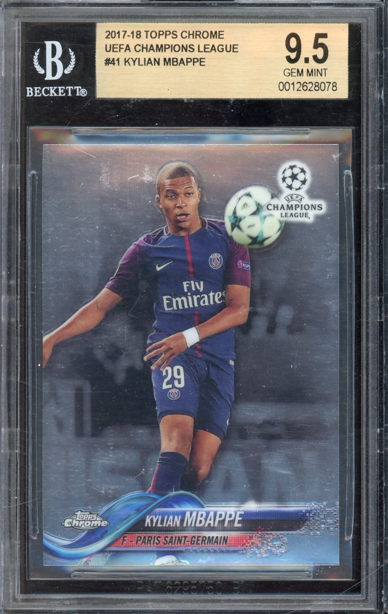2017 Topps Chrome Kylian Mbappe BGS 9.5 RC
