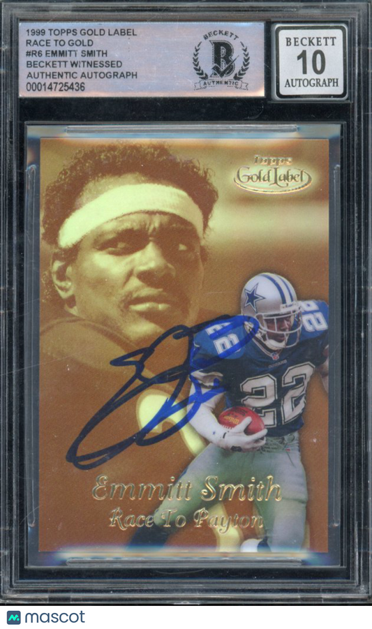 1999 Topps Gold Label Emmitt Smith Beckett Authentic Auto 10