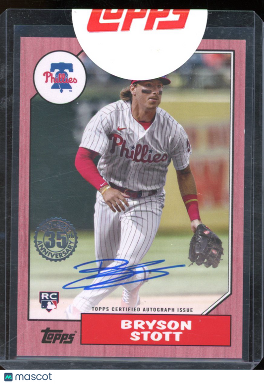 2022 Topps Update Bryson Stott 1987 Pink Rookie Auto /25