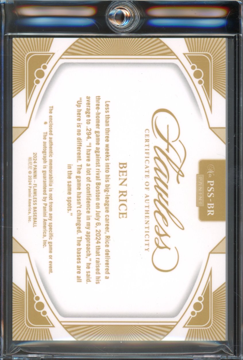 2024 Panini Flawless Ben Rice Prominent Swatches Signatures Rookie /25