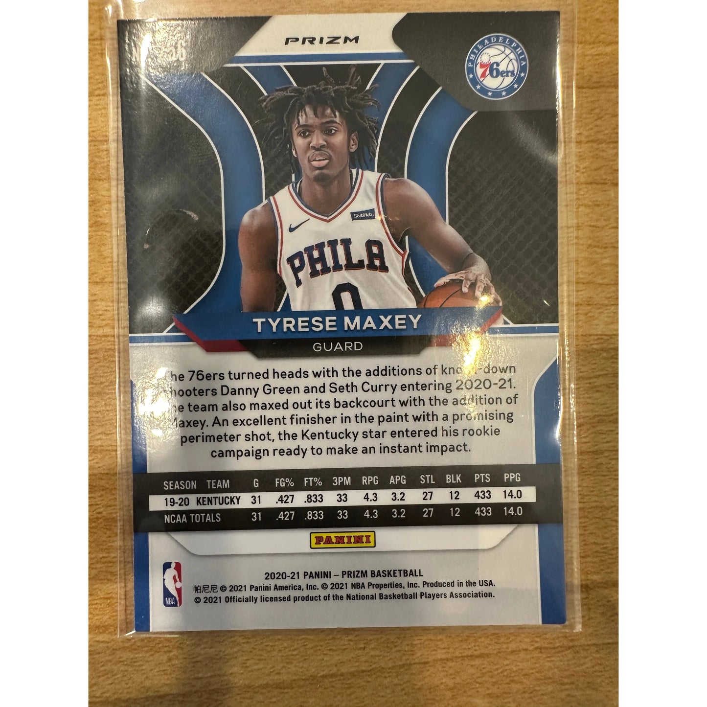 2020-21 Tyrese Maxey Prizm Silver Rookie #256