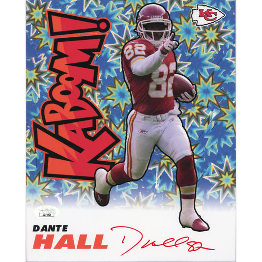 Dante Hall Autographed KC Chiefs 8x10 KABOOM! Red Ink JSA COA