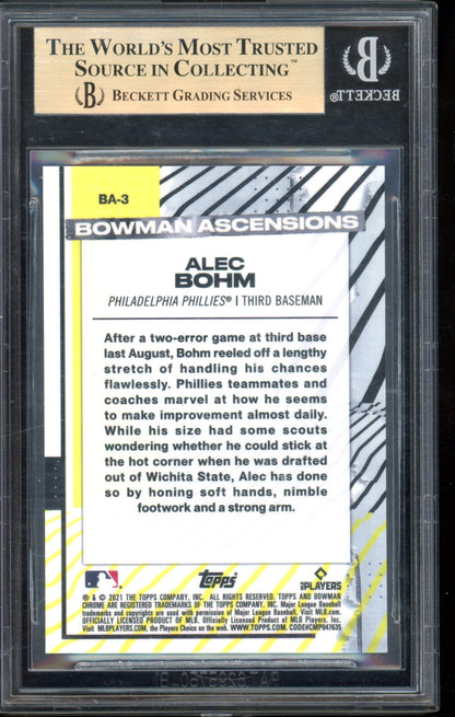 2021 Bowman Chrome Alec Bohm Ascensions Superfractor 1/1 BGS 9.5 RC