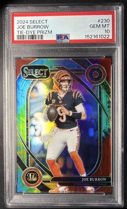 2024 Panini Select Joe Burrow #230 Tie Dye Prizm 12/25 PSA 10