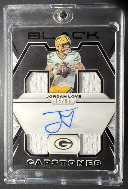 2023 Panini Black Jordan Love Capstones Patch Auto /99