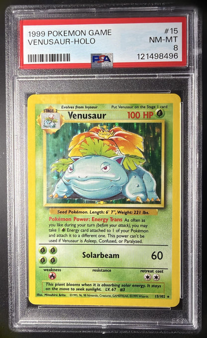 1999 Pokemon Unlimited Venusaur #15/102 Set Rare Holo PSA 8