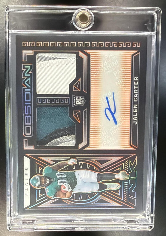 2023 Panini Obsidian Jalen Carter #RJI-JCA Rookie Jersey Ink Electric Etch Orange /49 MEM Auto RC