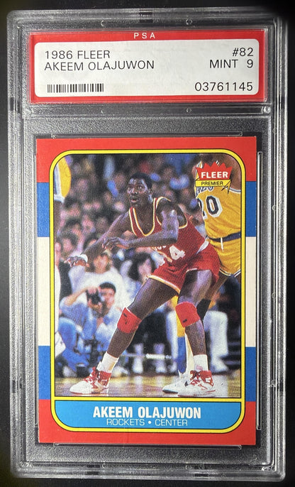 1986-87 Fleer Akeem Olajuwon #82 RC PSA 9