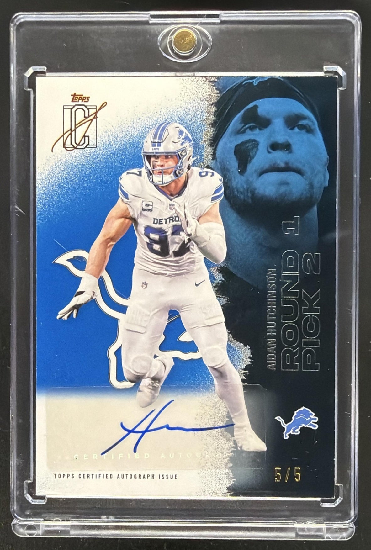 2025 Topps Signature Class Aidan Hutchinson #74 Veteran Auto Blue Foil 5/5