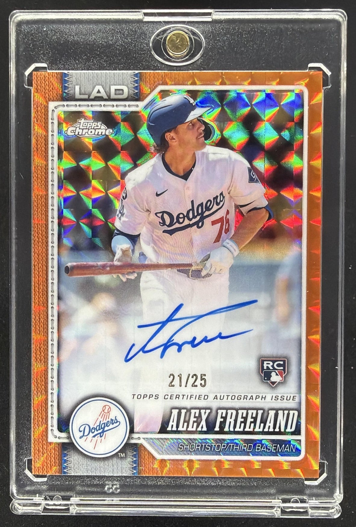 2026 Topps Chrome #RA-AF Alex Freeland Orange Geometric Refractor Auto 21/25 RC