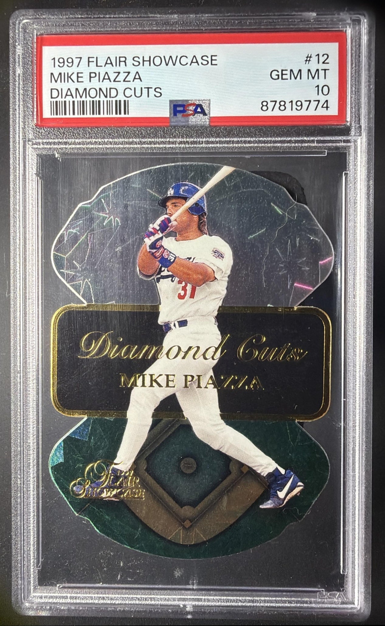 1997 Fleer Flair Showcase Mike Piazza #12 Diamond Cuts PSA 10