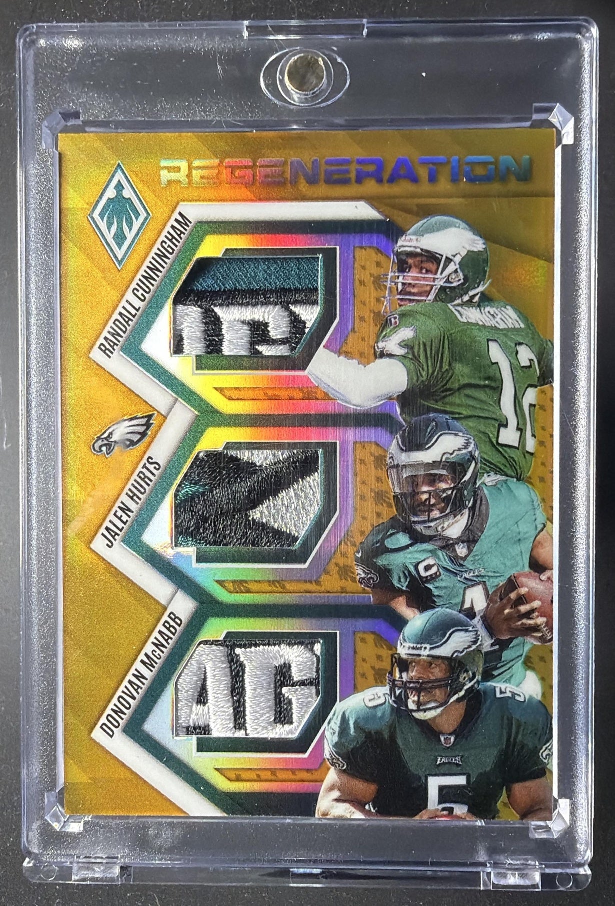 2025 Panini Phoenix Hurts Cunningham Mcnabb Gold Regeneration /10 Patch