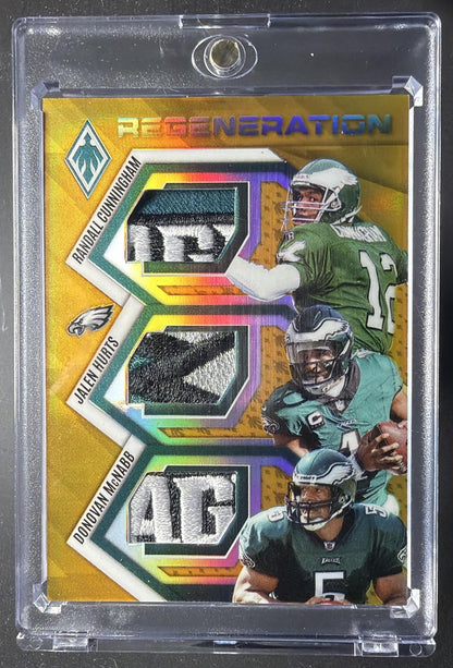 2025 Panini Phoenix Hurts Cunningham Mcnabb Gold Regeneration /10 Patch
