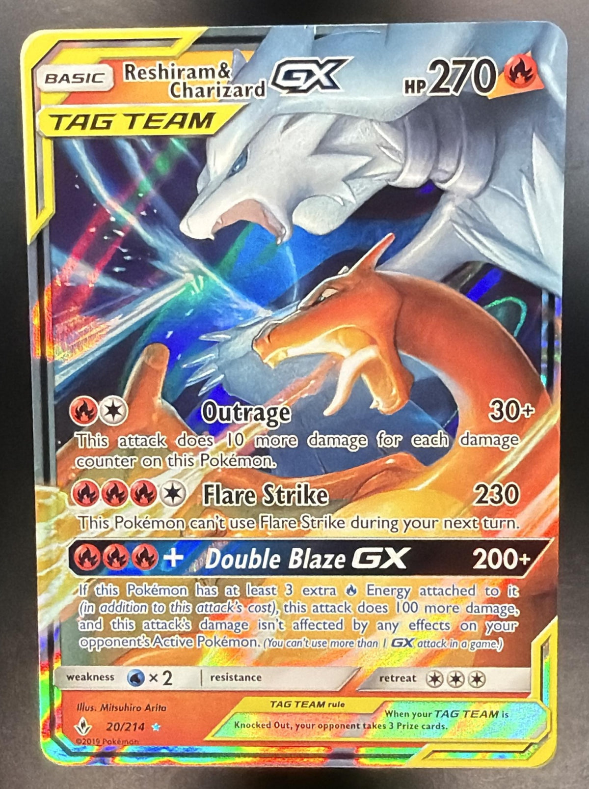 2019 Pokemon Unbroken Bonds Reshiram & Charizard GX 20/214 NM