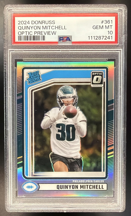 2024 Panini Donruss Quinyon Mitchell #361 No Name Rated Rookie PSA 10