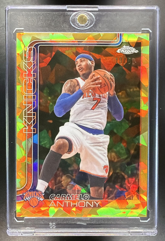 2025-26 Topps Chrome Update Sapphire Carmelo Anthony #148 Gold Refractor 19/50