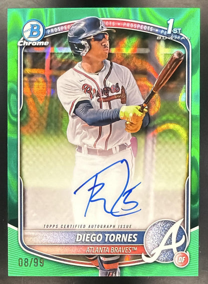 2025 Bowman Chrome Baseball Diego Tornes #CPA-DT 1st Green Lava Refractor Auto 08/99