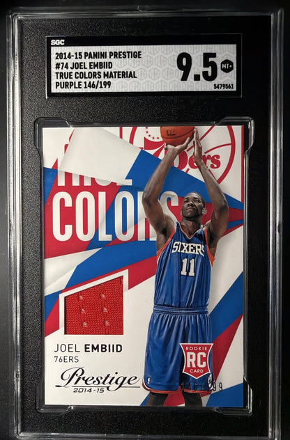 2014 Panini Prestige Joel Embiid #74 True Colors Materials /99 MEM RC SGC 9.5
