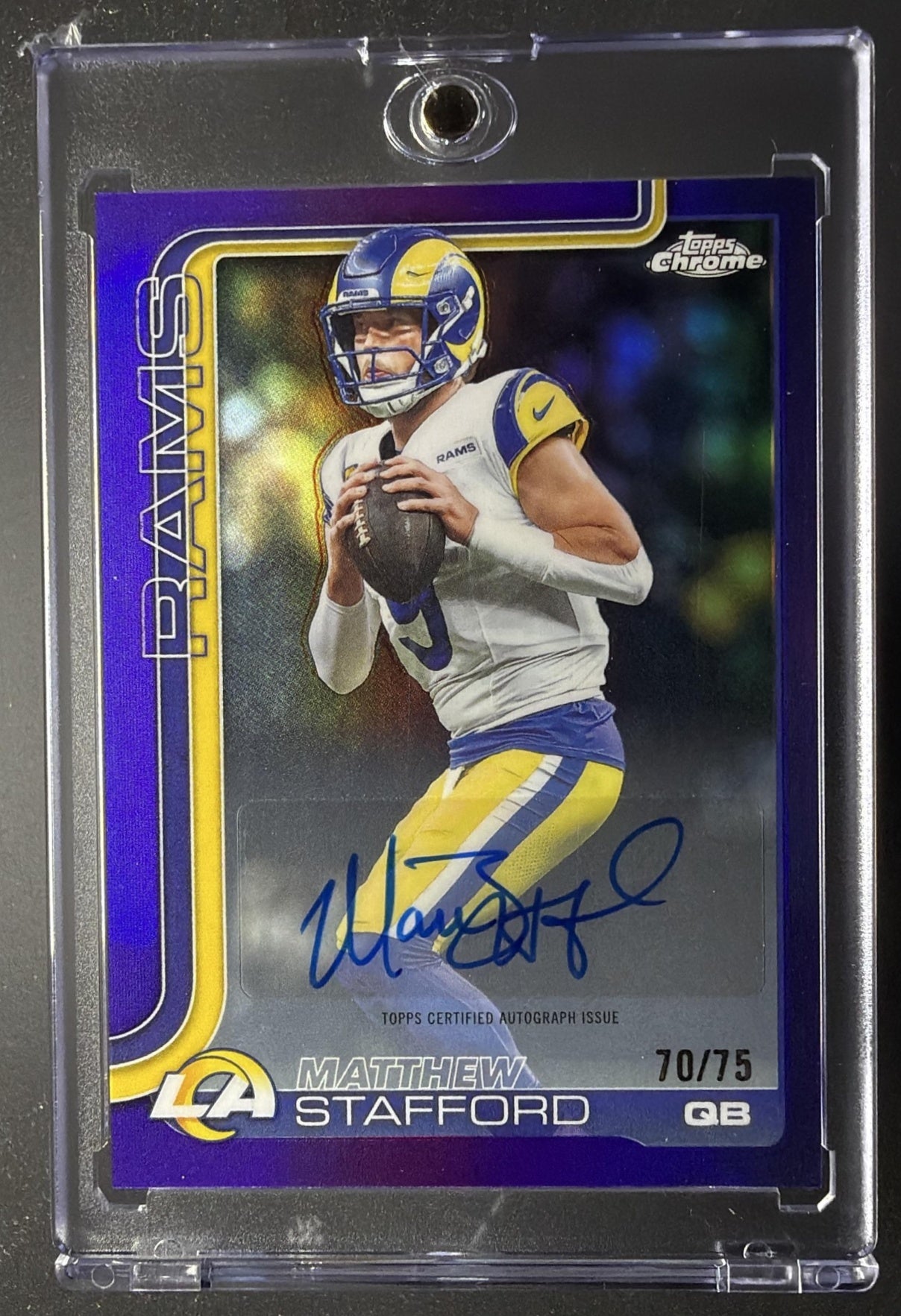 2025 Topps Chrome Matthew Stafford #BA-MS Auto Purple Refractor 70/75