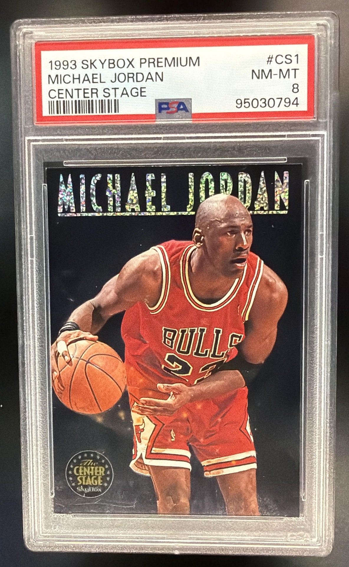 1993-94 Skybox Premium Michael Jordan #CS1 Center Stage PSA 8