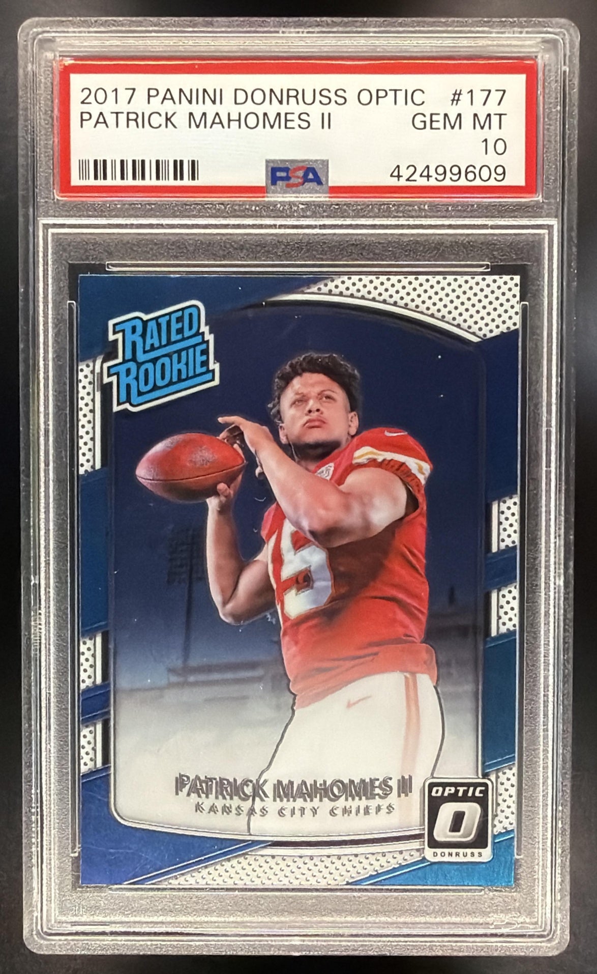 2017 Panini Donruss Optic Patrick Mahomes II #177 RC Rated Rookie PSA 10 Chiefs