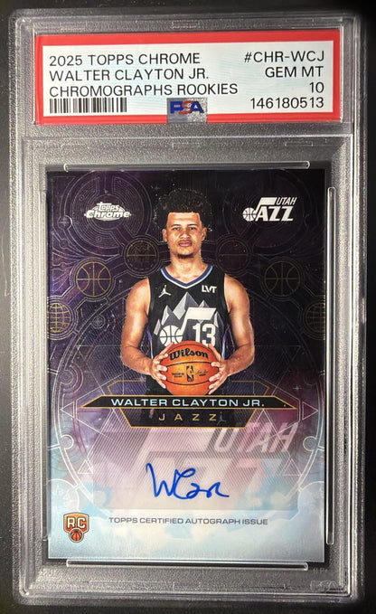 2025 Topps Chrome Walter Clayton Jr. #CHR-WCJ Rookie Chromograph RC Auto PSA 10