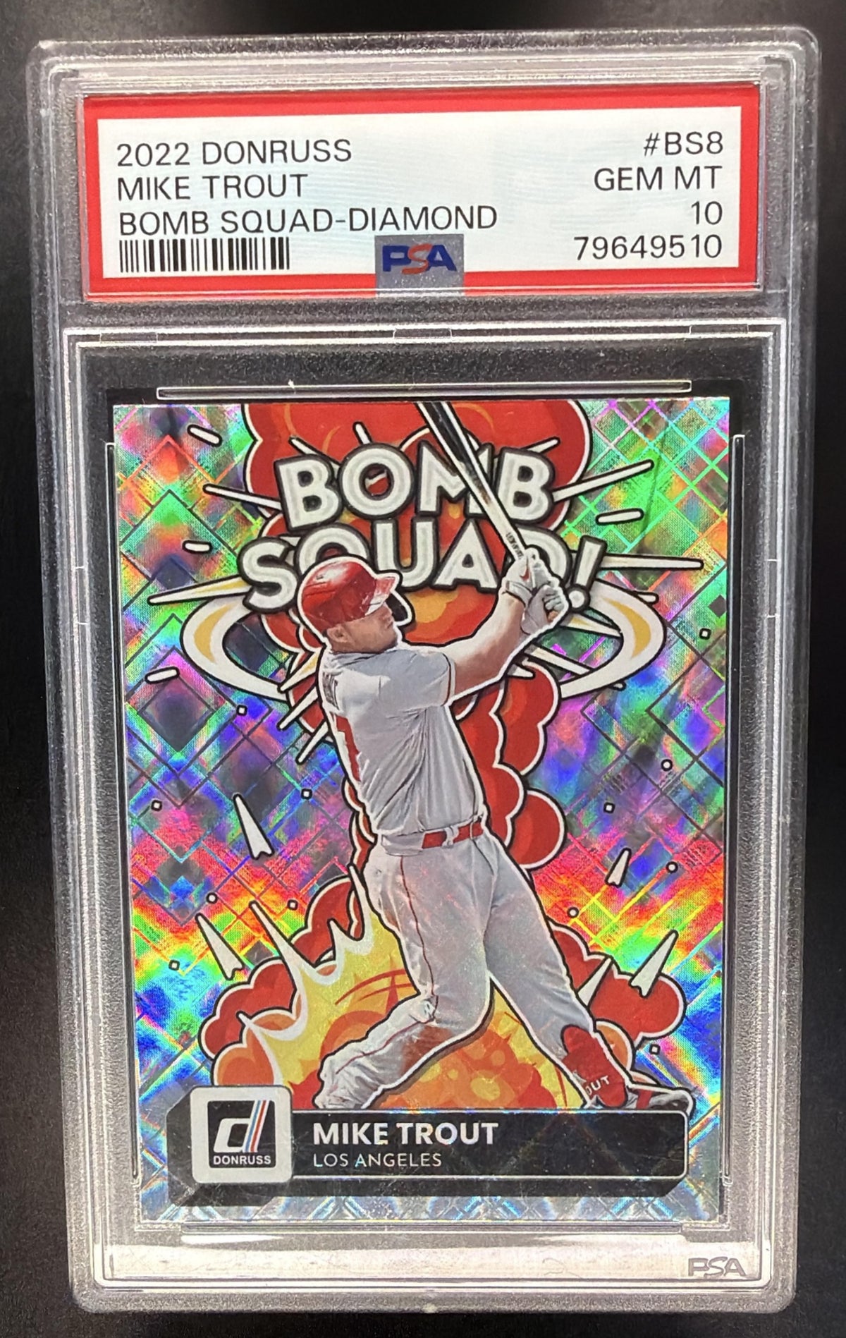 2022 Panini Donruss Mike Trout #BS-8 Bomb Squad Diamond PSA 10