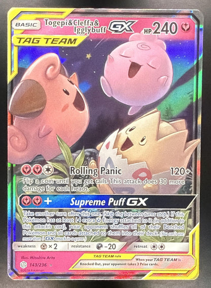 2019 Pokemon Cosmic Eclipse Togepi & Cleffa & Igglybuff GX Tag Team 143/236 LP
