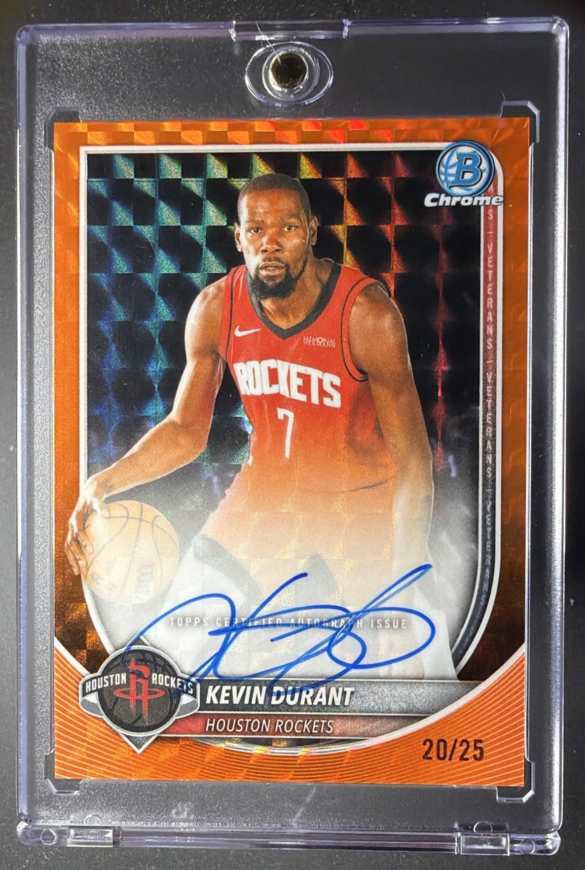 2025-26 Bowman Kevin Durant #BCA-KD Chrome Auto Orange Geometric Refractor 20/25